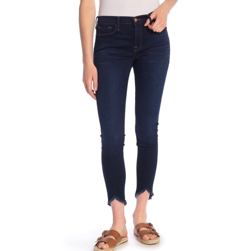 FRAME Denim Le Skinny De Jeanne Frayed Sweetheart Hem Size 27 in Longstreet